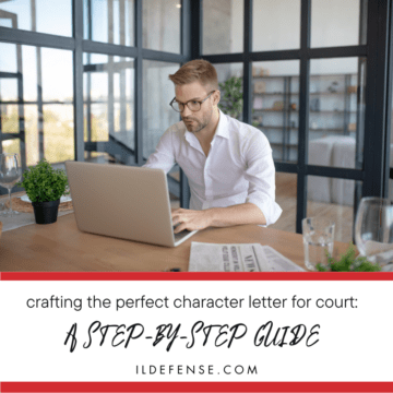 Blonde-haired man wearing glasses while sitting at a table on a laptop. Character letter for court thumbnail.